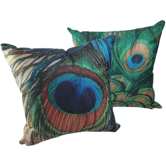 Edow Other - 18"x18" Peacock Throw Pillows Decor set of Two. EUC. Removable Case